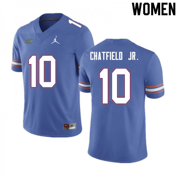 Women #10 Andrew Chatfield Jr. Florida Gators College Football Jersey Blue